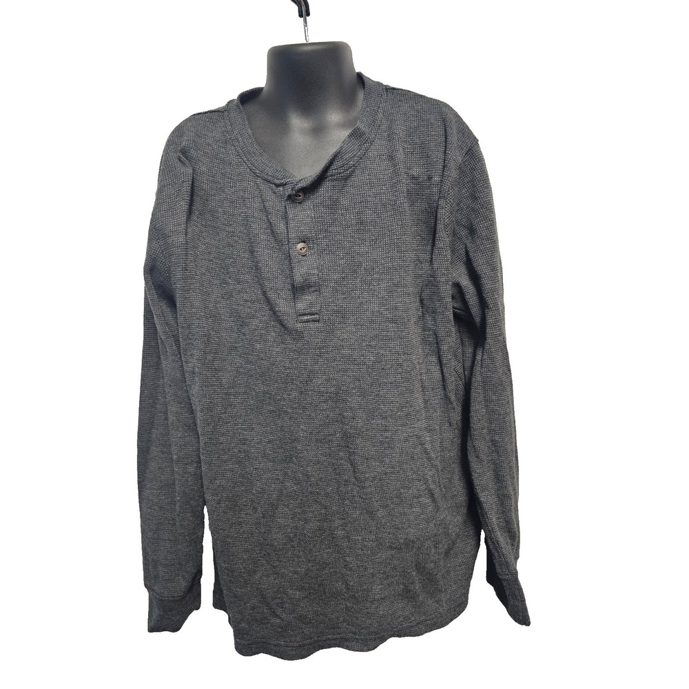 The Children's Place Boys L‎ 10/12 Henley Thermal Long Sleeve Waffle Knit Gray